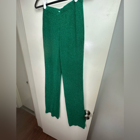 Good American Green Sparkle Shimmer Wide Leg Pull On Women’s Pants/Coverup Sz S - Picture 4 of 14